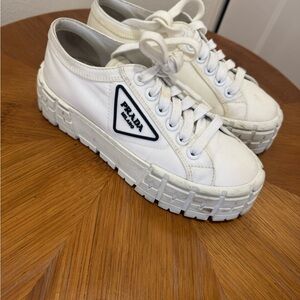 Prada White Platform Sneakers